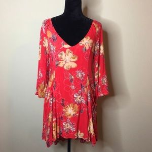 Free People Red Floral Mini Dress